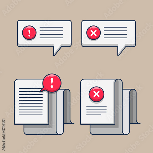 set error message on document icon vector illustration