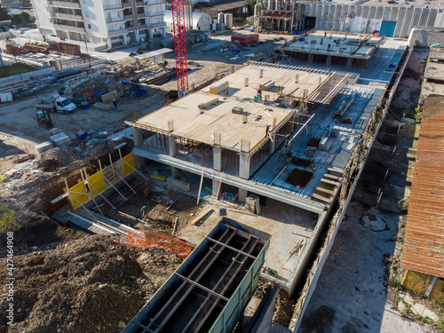 Photography construction site seen from above photographed with drone