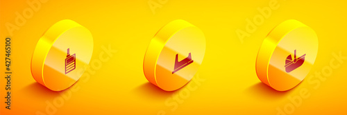 Set Isometric Baby Monitor Walkie Talkie, potty and stroller icon. Vector