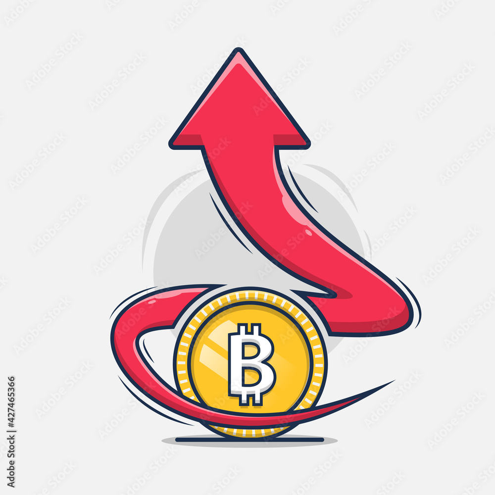 bitcoin with up arrow vector illustration bitcoin with up arrow vector illustration