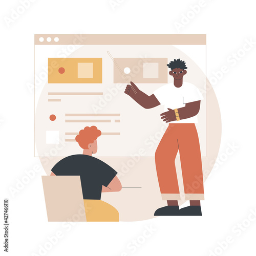 Digital classroom abstract concept vector illustration. Digital tablet, smart flipped classroom, blended learning, immersed in technology, online teaching education, elearning abstract metaphor.