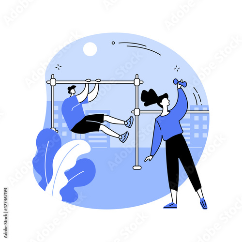 Outdoor workout abstract concept vector illustration.