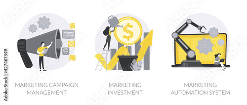 Marketing campaign management abstract concept vector illustrations.