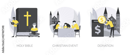 Church gathering abstract concept vector illustrations.