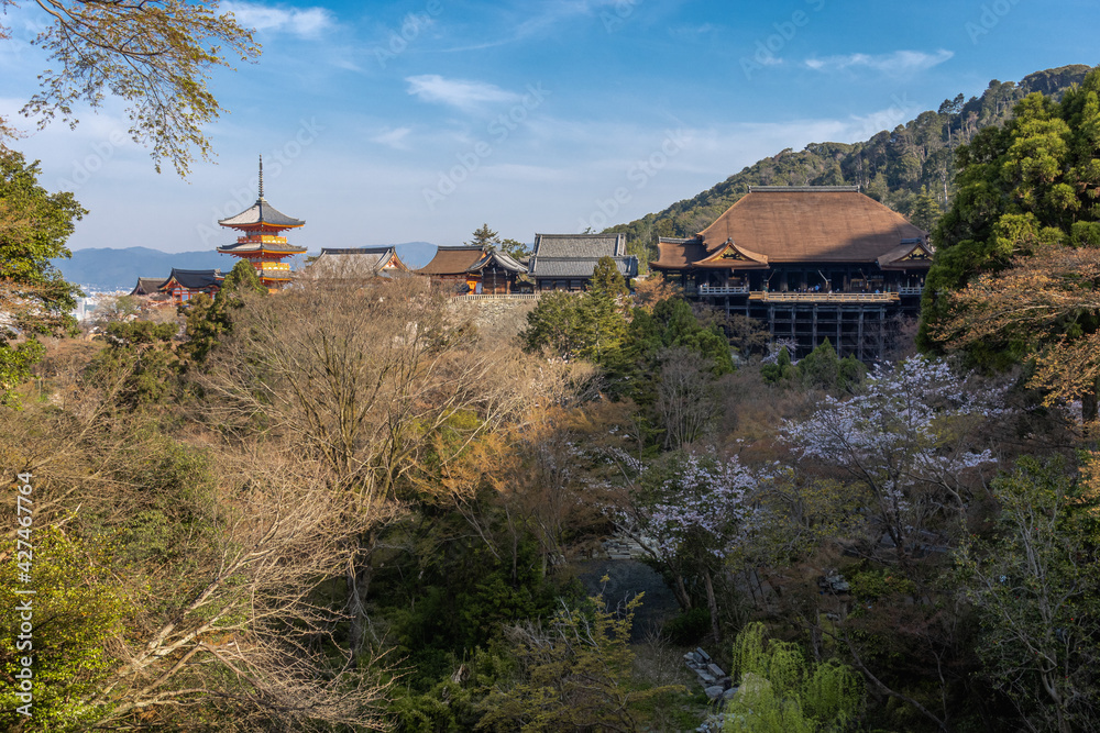 日本 京都 清水寺の春と桜景色 日本 京都 清水寺の春と桜景色