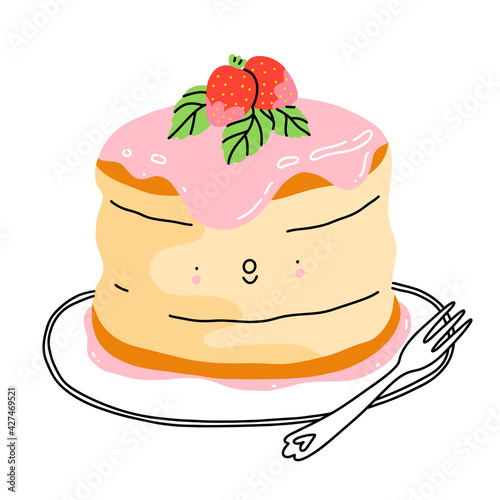 Cartoon fluffy pancake, vector illustration