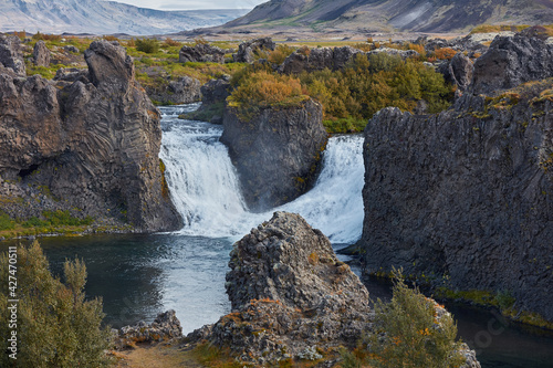 Hjalparfoss waterfall Südürland region of Iceland