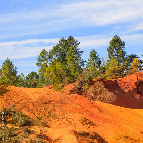 Red ground of the Colorado Provencal, an old ocher quarry in Rustrel France