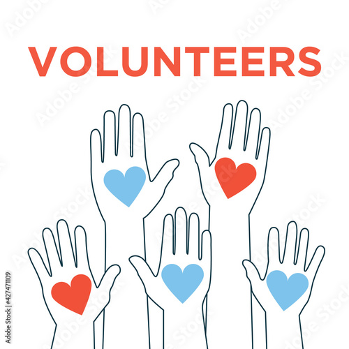 Charity volunteer hand symbol illustration.