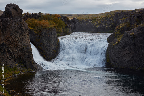 Hjalparfoss waterfall Südürland region of Iceland