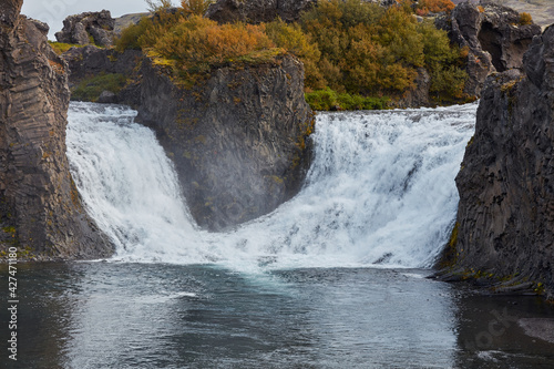Hjalparfoss waterfall Südürland region of Iceland