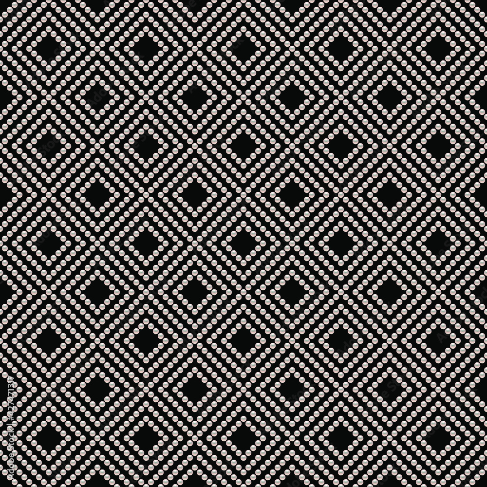 Black luxury background with small pearls and rhombuses. Seamless vector illustration. Black luxury background with small pearls and rhombuses. Seamless vector illustration.