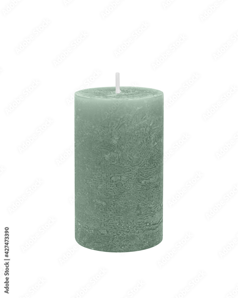 Green decorative candle isolated on white background. Green decorative candle isolated on white background.