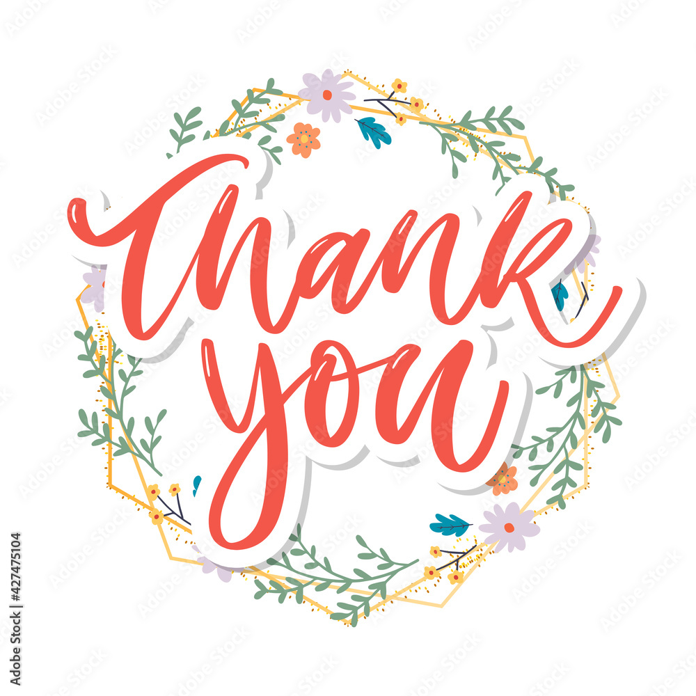 Cute Thank You Script Card Flowers Letter text Cute Thank You Script Card Flowers Letter text