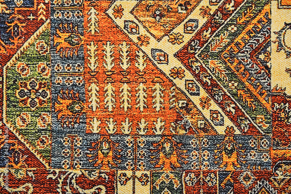 carpets for sale on a market, design patterns of a rug