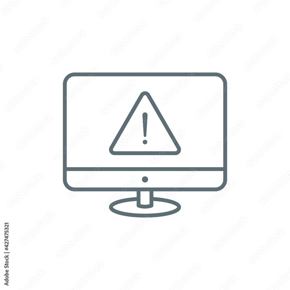 Computer error line icon isolated on white background. Vector illustration Computer error line icon isolated on white background. Vector illustration