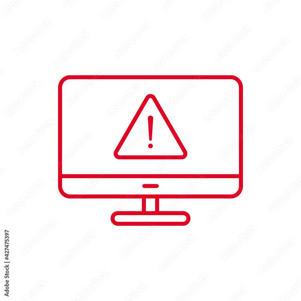 Computer error line icon isolated on white background. Vector illustration Computer error line icon isolated on white background. Vector illustration