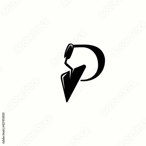 logo letter p with icon trowel tool for home repair vector design	
