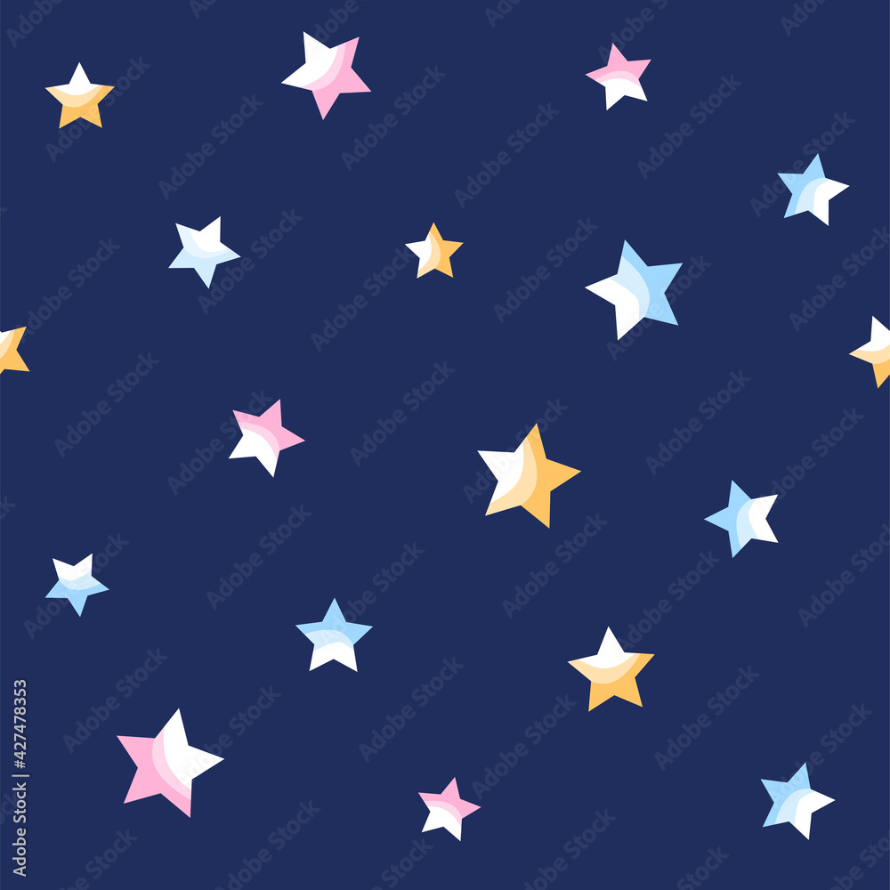 Seamless pattern of stars on blue background. Seamless pattern of stars on blue background.
