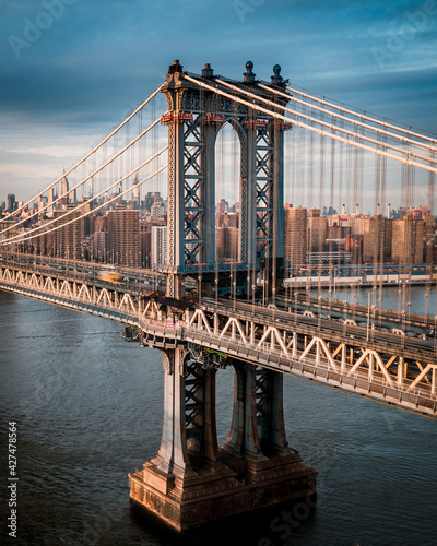 Aerial view of Manhattan bridge from brooklyn popularly known as Dumbo in New York City, USA
