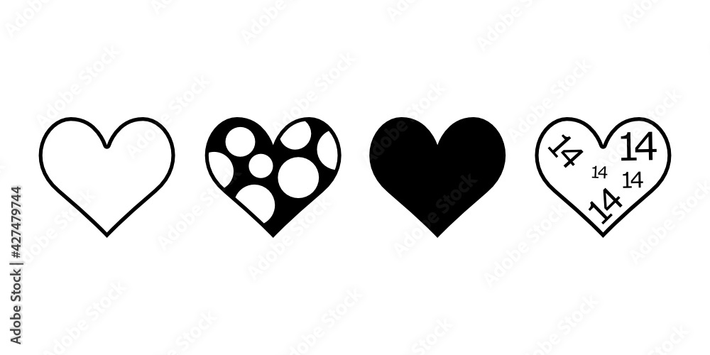 Collection of heart illustrations, Love symbol icon set, love symbol.