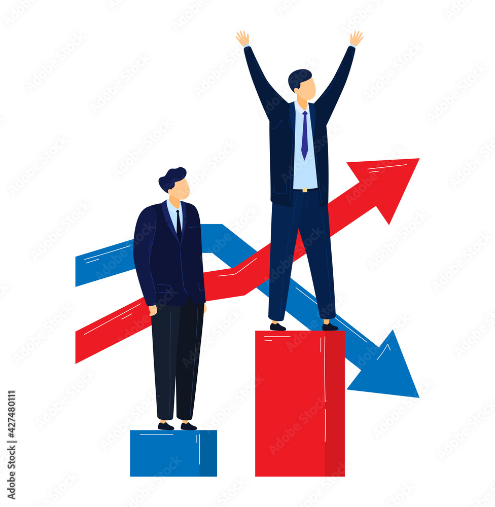 Voting arrow banner, choice sign concept, positive man, isolated on white, design, in cartoon style vector illustration. Voting arrow banner, choice sign concept, positive man, isolated on white, design, in cartoon style vector illustration.