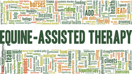 Equine-Assisted Therapy vector illustration word cloud isolated on a white background.