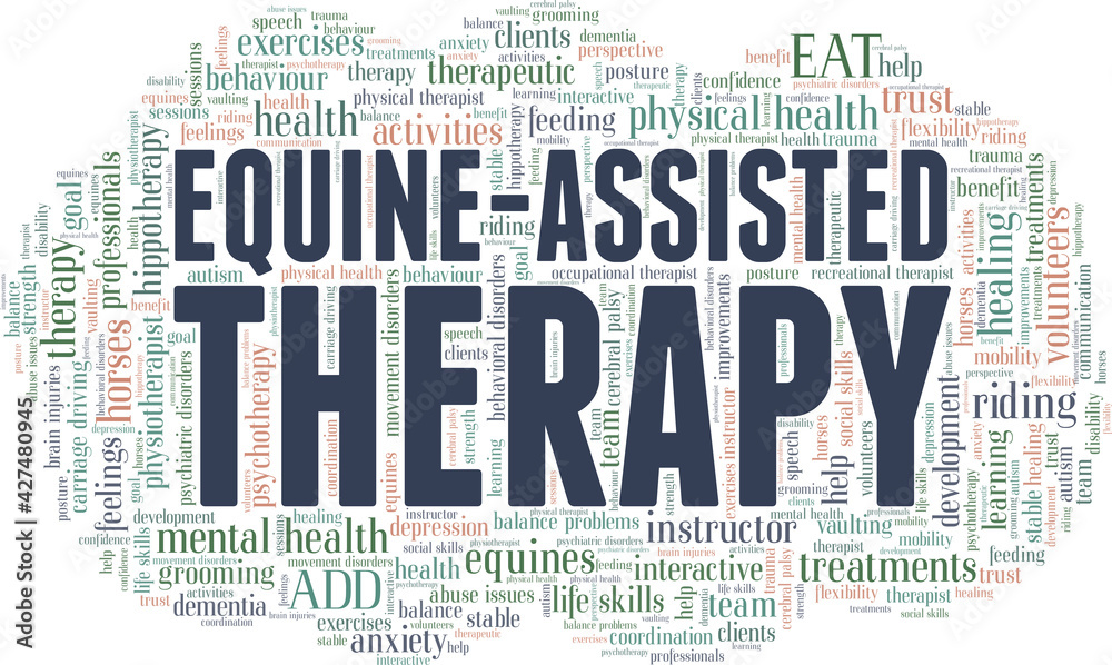 Equine-Assisted Therapy vector illustration word cloud isolated on a white background.