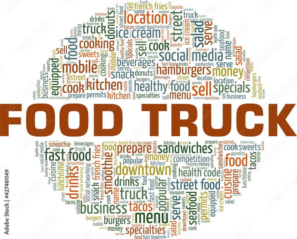 Food Truck vector illustration word cloud isolated on a white background.