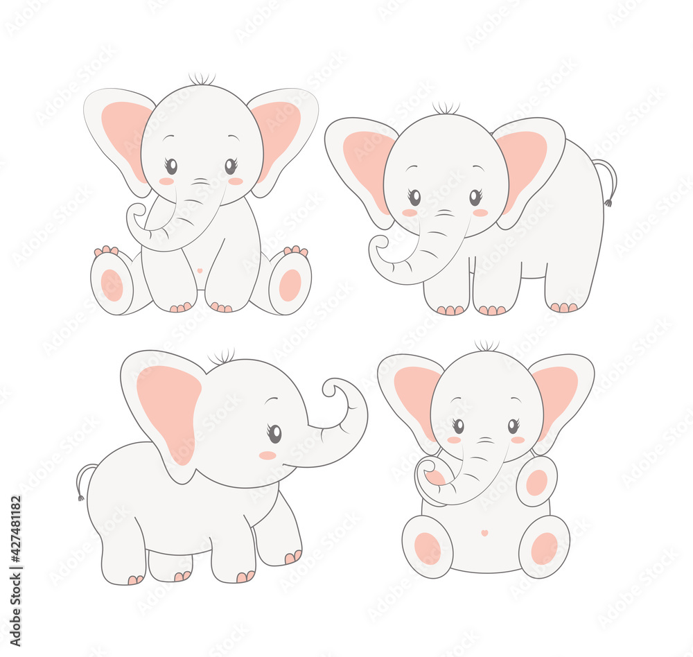 four baby elephants