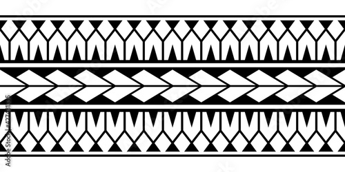 Maori polynesian tattoo bracelet. Tribal sleeve seamless pattern vector. Samoan border tattoo design fore arm or foot. Armband tattoo tribal. band fabric seamless ornament isolated on white background