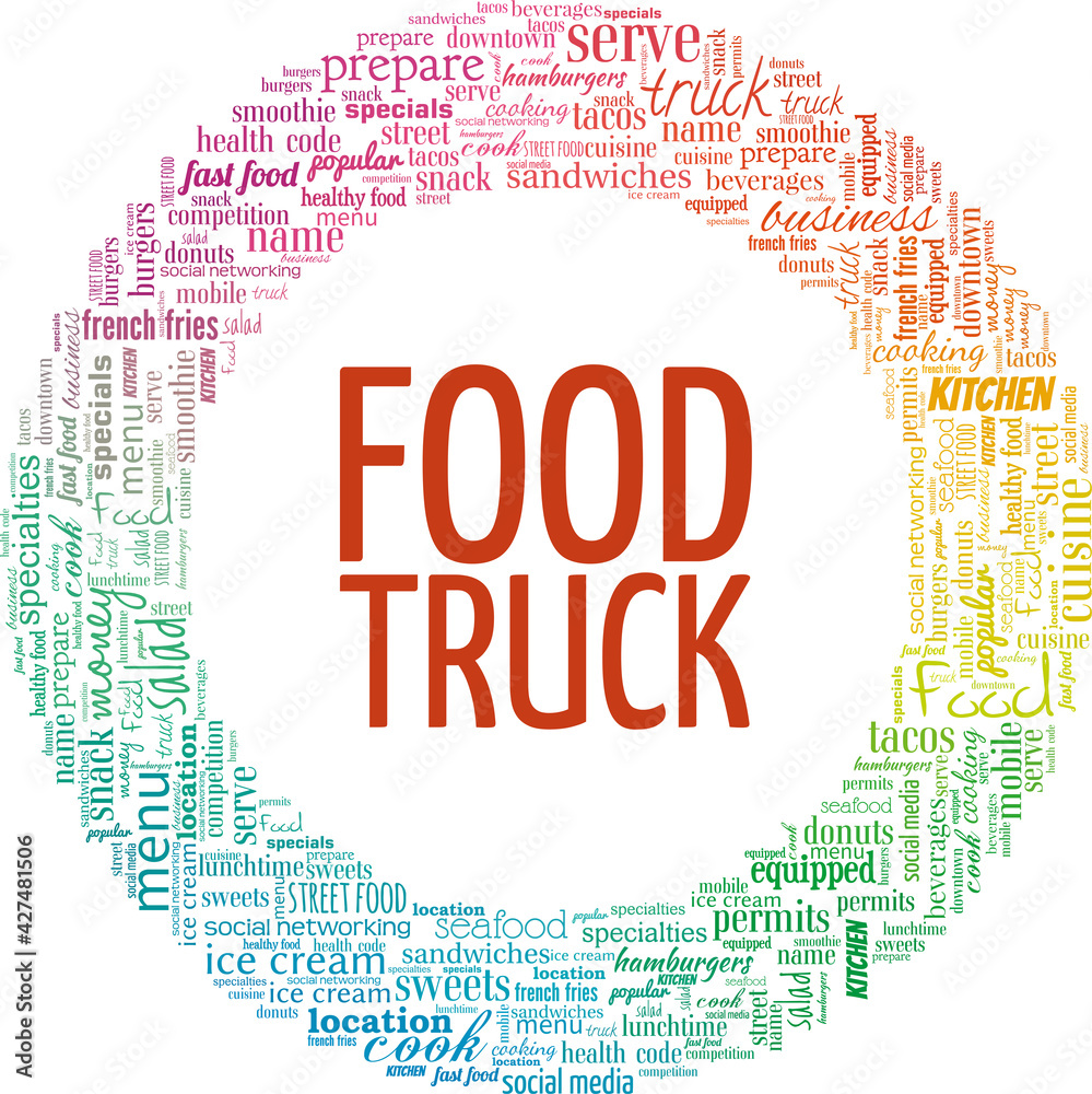 Food Truck vector illustration word cloud isolated on a white background.