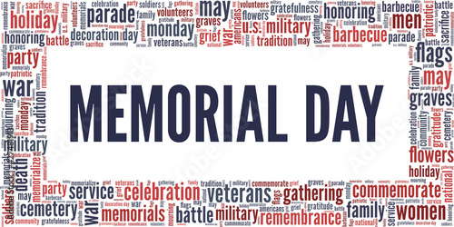 Memorial Day vector illustration word cloud isolated on a white background.