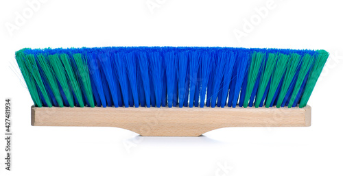 Wooden cleaning brush on white background isolation