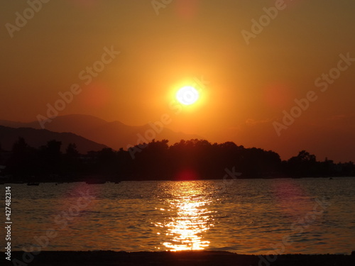 sunset over the river