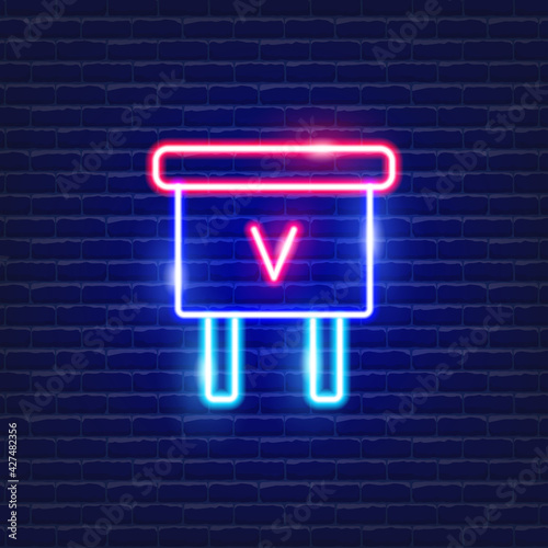 Transistor neon icon. Electricity concept. Vector illustration for design.