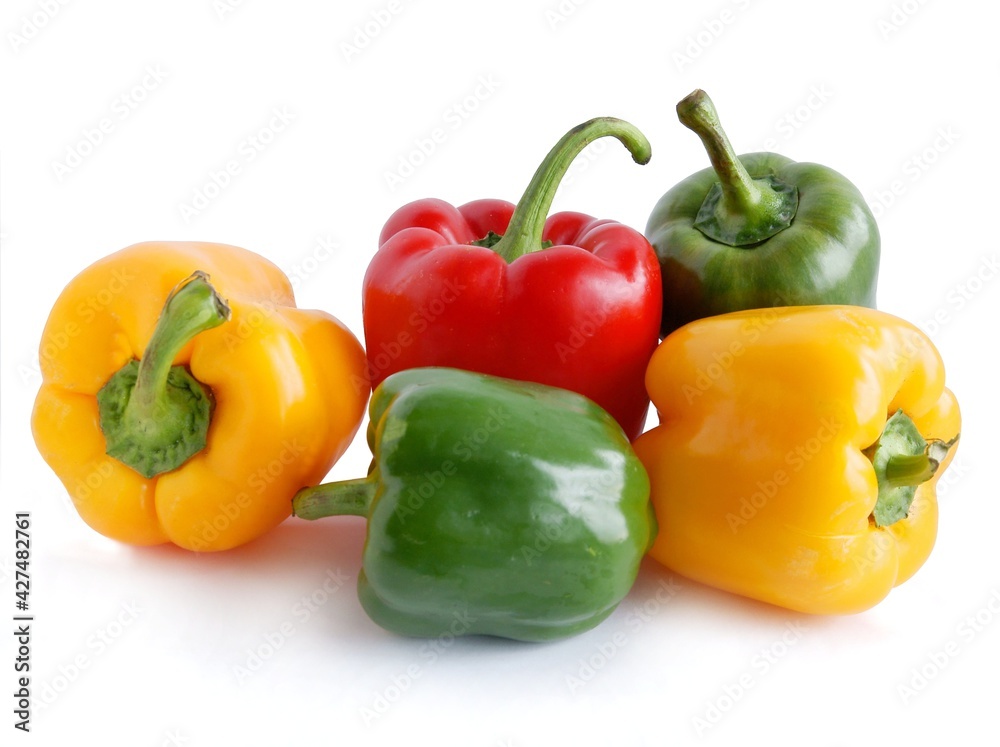 multicolor fruits of sweet peppers vegetable close up multicolor fruits of sweet peppers vegetable close up