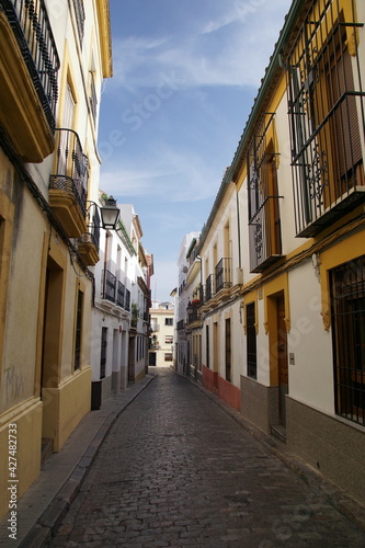 Street view with old buildings  Majestic and old facades in Cordoba city  Spain.