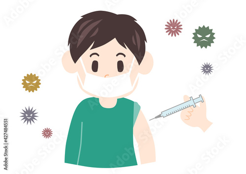ワクチン接種する男性のイラスト