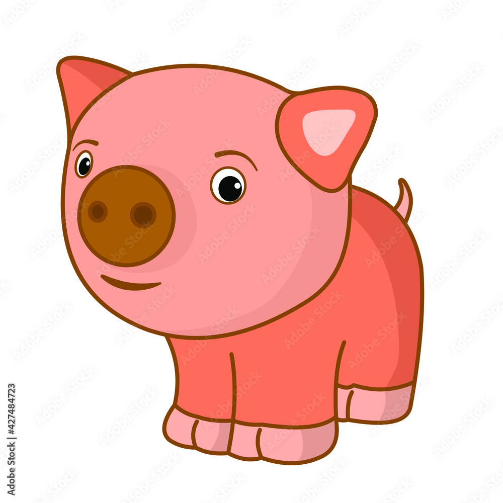 Fototapeta premium Funny animals. Vector image of cartoon characters, Piggy