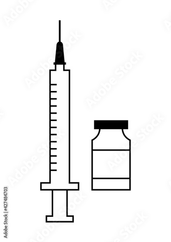 ワクチンと注射のイラスト 