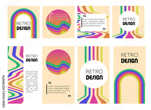 Trendy template for social networks stories and posts, vector illustration. Design backgrounds for social media. Retro summers vibes