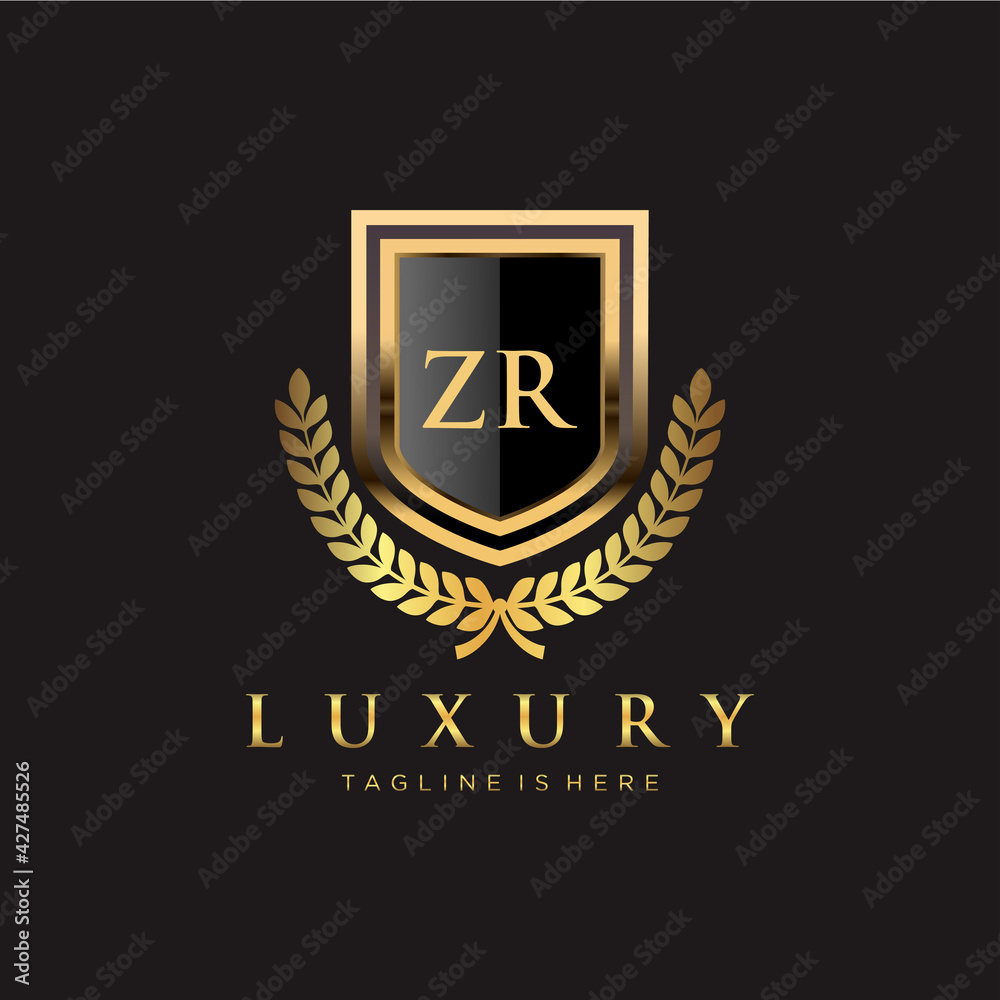 ZR Letter Initial with Royal Luxury Logo Template Stock Vector | Adobe ...