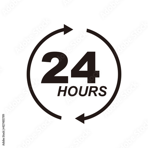 24 hour logo vector icon. 