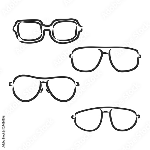 Drawn glasses vector set. Retro hipsters style.