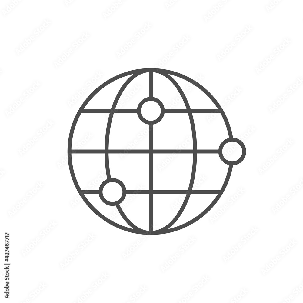 World location line outline icon isolated on white World location line outline icon isolated on white