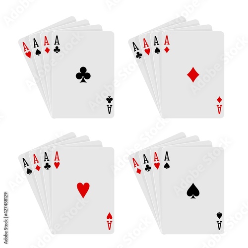 Playing cards four aces on a white background in vector EPS8