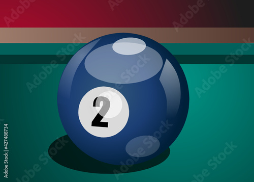 Vector billiard ball number 2 on a green background