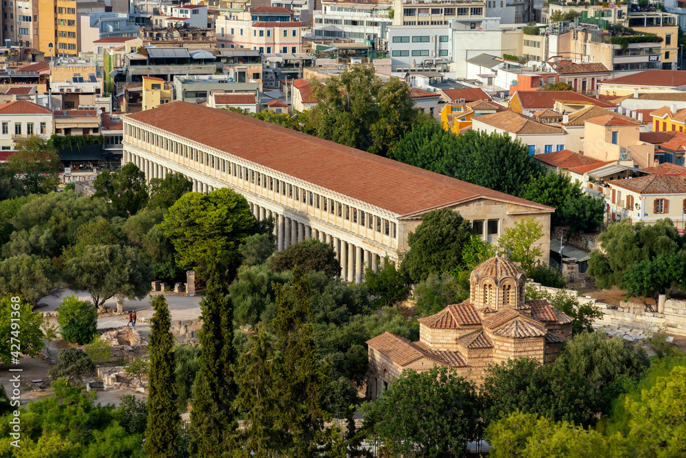 The Stoa of Attalos or Attalus was a  portico in the  Ancient Agora of Athens, Greece. It was built by and named after King Attalos II of Pergamon. Holy Apostles church or Holy Apostles of Solaki