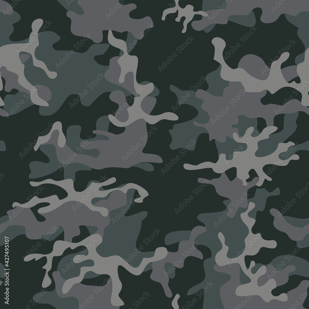 Fototapeta premium Forest camouflage texture, seamless modern pattern for printing clothing, fabric.